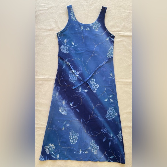 Worthington Y2K Blue Lightweight Casual Floral Sleeveless Dress Tie Back 6 - Picture 2 of 5